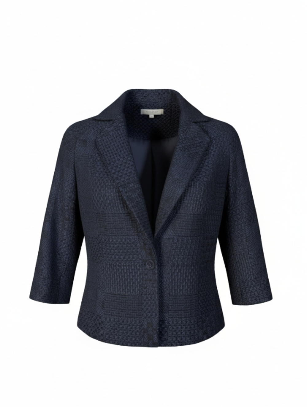 Fe Zandi Beverly Hills Textured Navy Jacket quiet luxury Career Satin Lined sz S